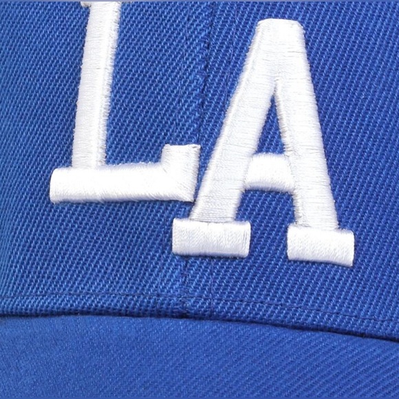 NEW MEN'S LA EMBROIDERY BASEBALL HAT- BLUE & WHITE- ADJUSTABLE - Picture 5 of 5